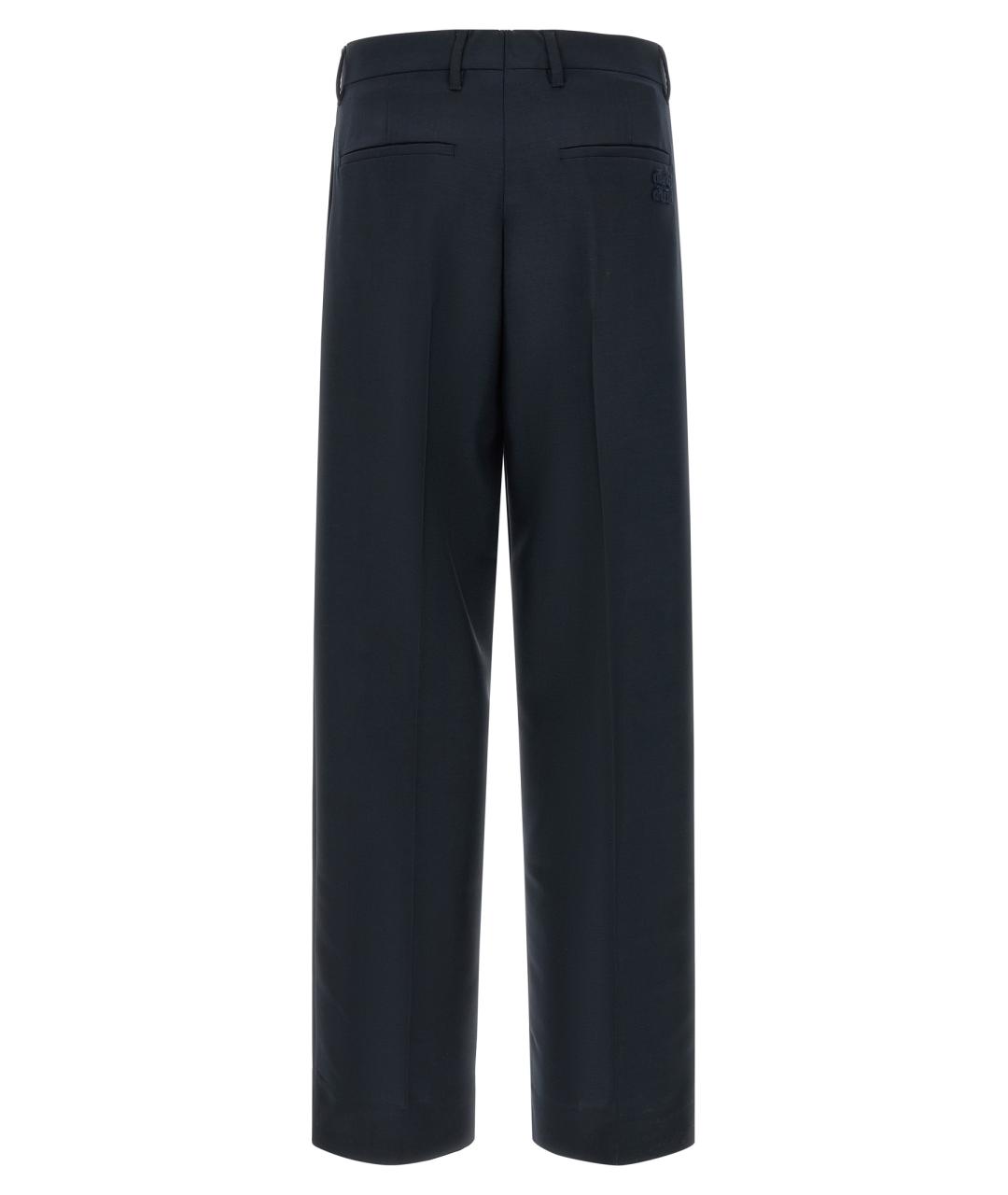 MIU MIU Синие шерстяные прямые брюки, фото 2