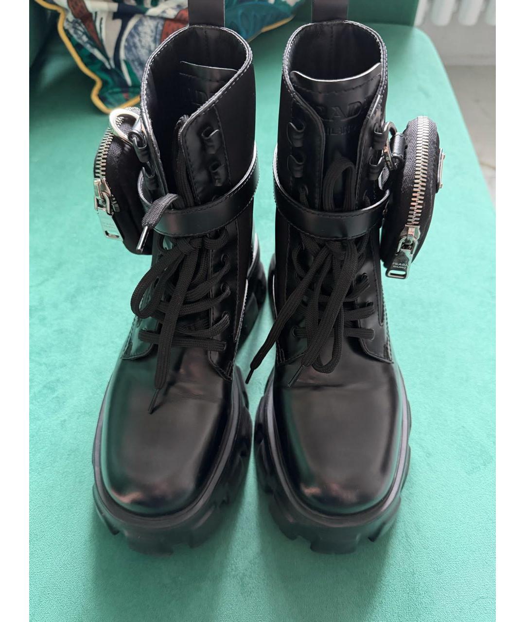 PRADA Черные кожаные ботинки, фото 2