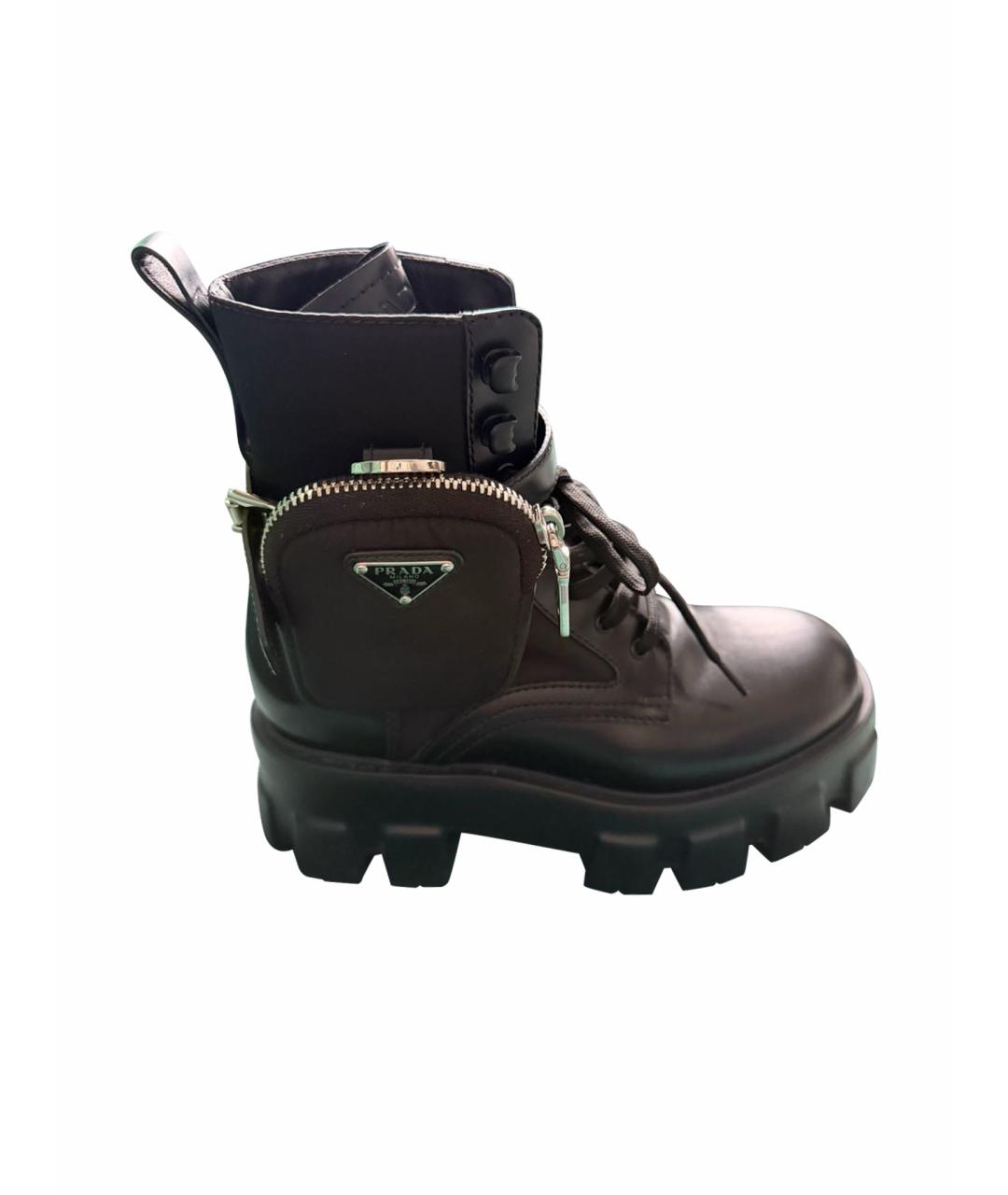PRADA Черные кожаные ботинки, фото 1