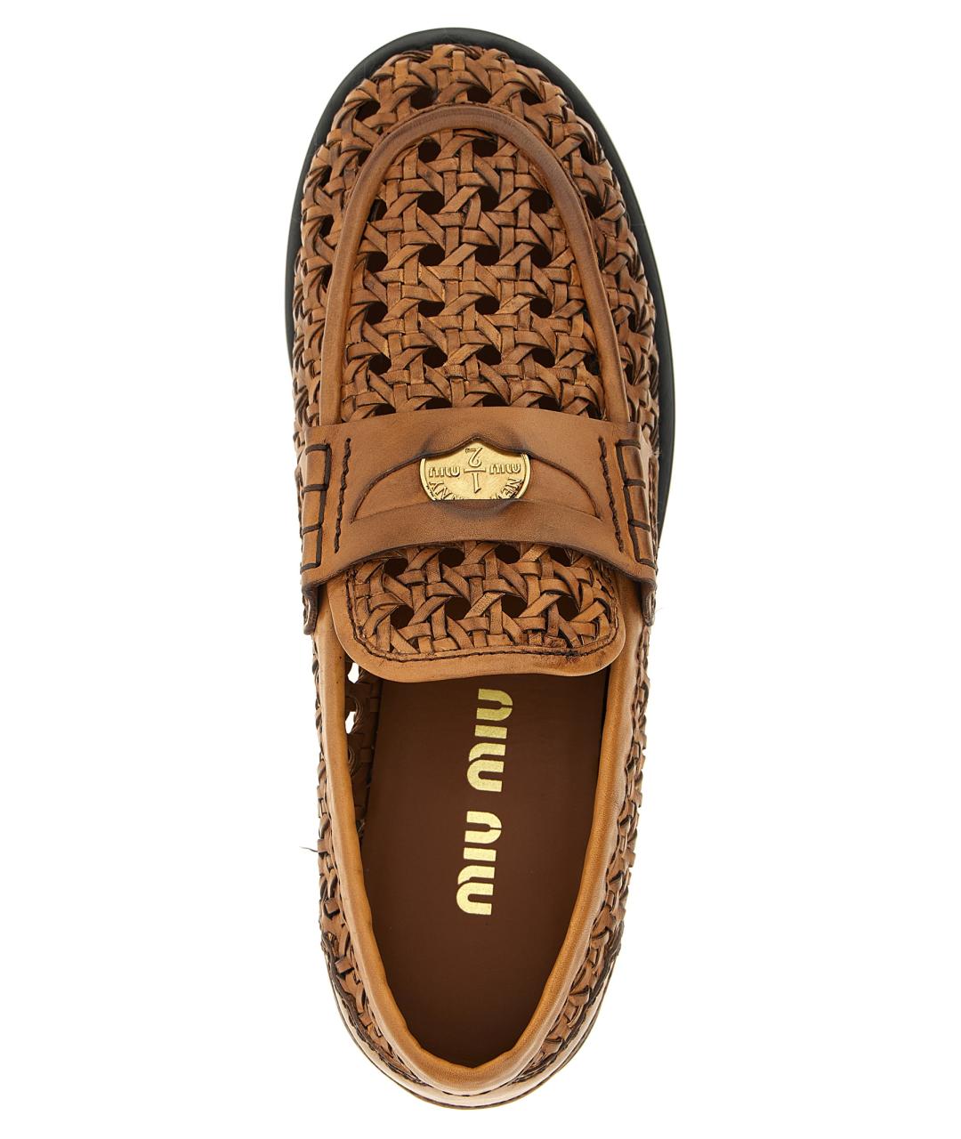 MIU MIU Коричневые кожаные лоферы, фото 4