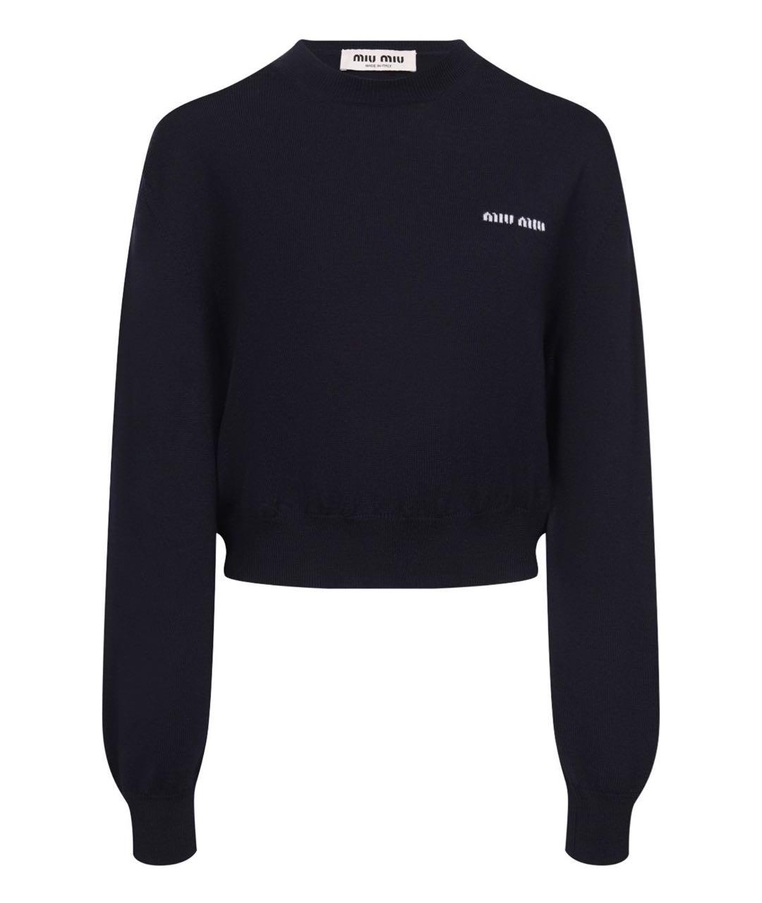 MIU MIU Темно-синий шерстяной джемпер / свитер, фото 5