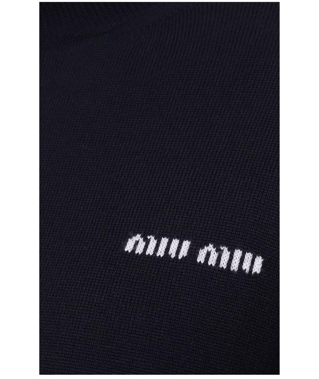 MIU MIU Темно-синий шерстяной джемпер / свитер, фото 3