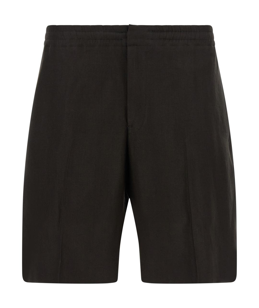 ZEGNA Коричневые льняные шорты, фото 1