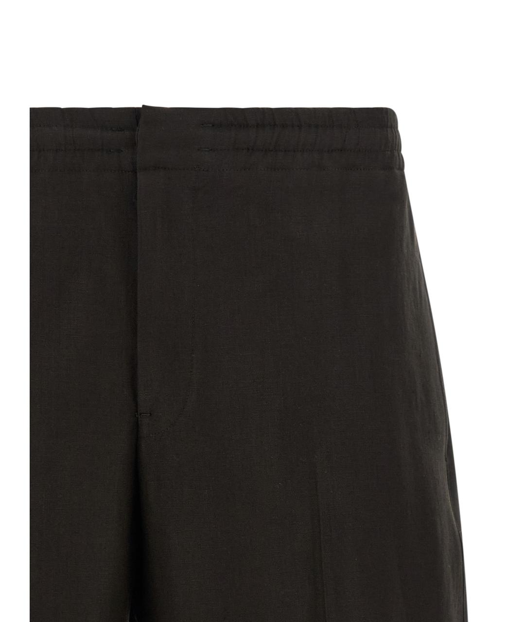 ZEGNA Коричневые льняные шорты, фото 3