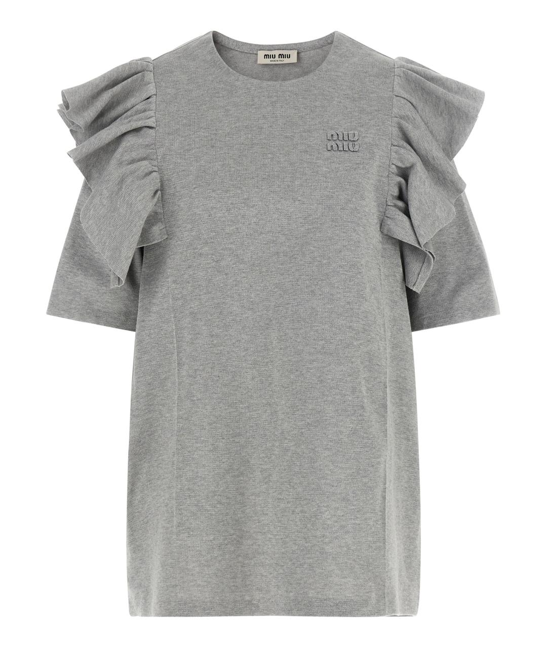 MIU MIU Серое хлопковое повседневное платье, фото 1