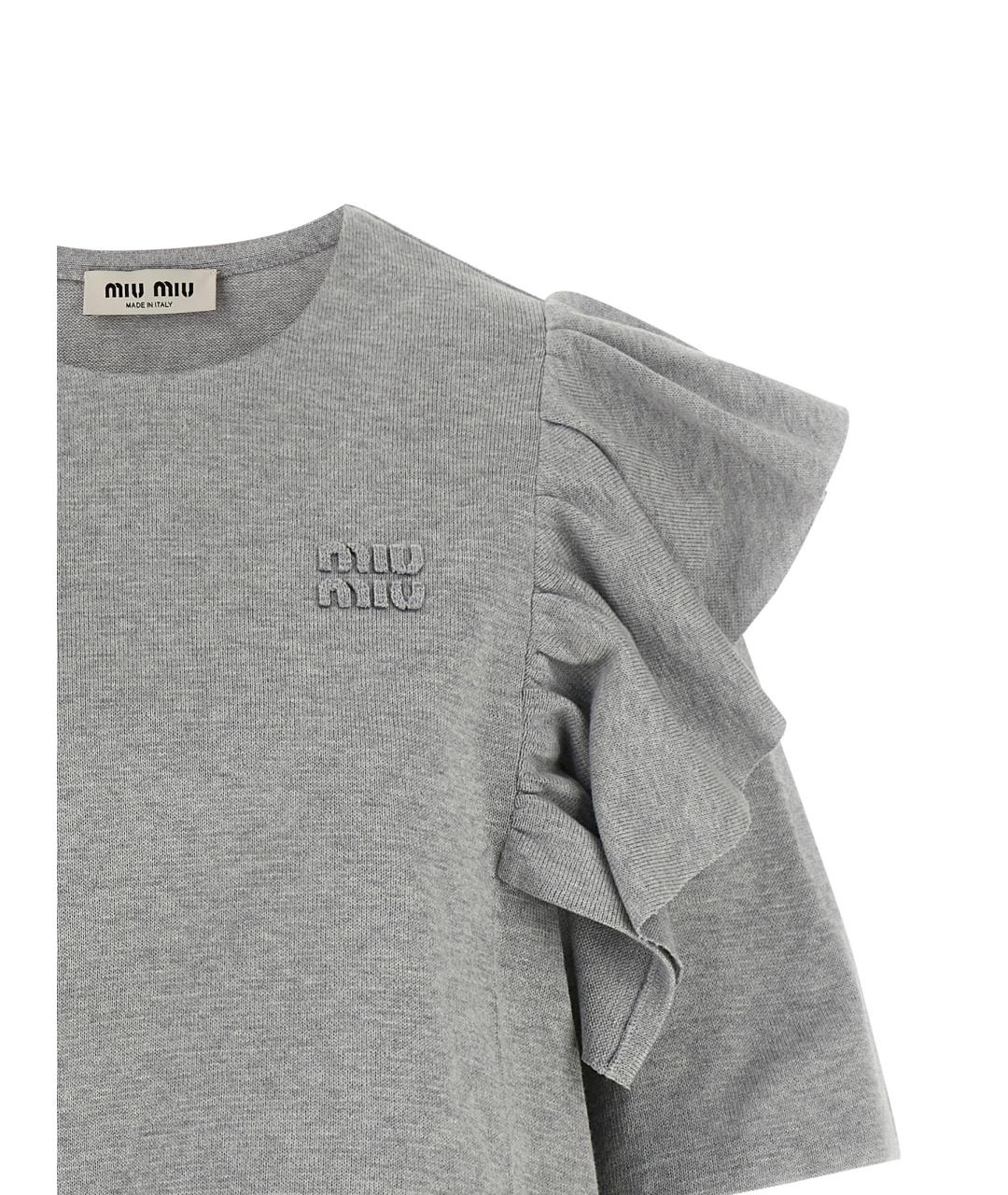 MIU MIU Серое хлопковое повседневное платье, фото 3