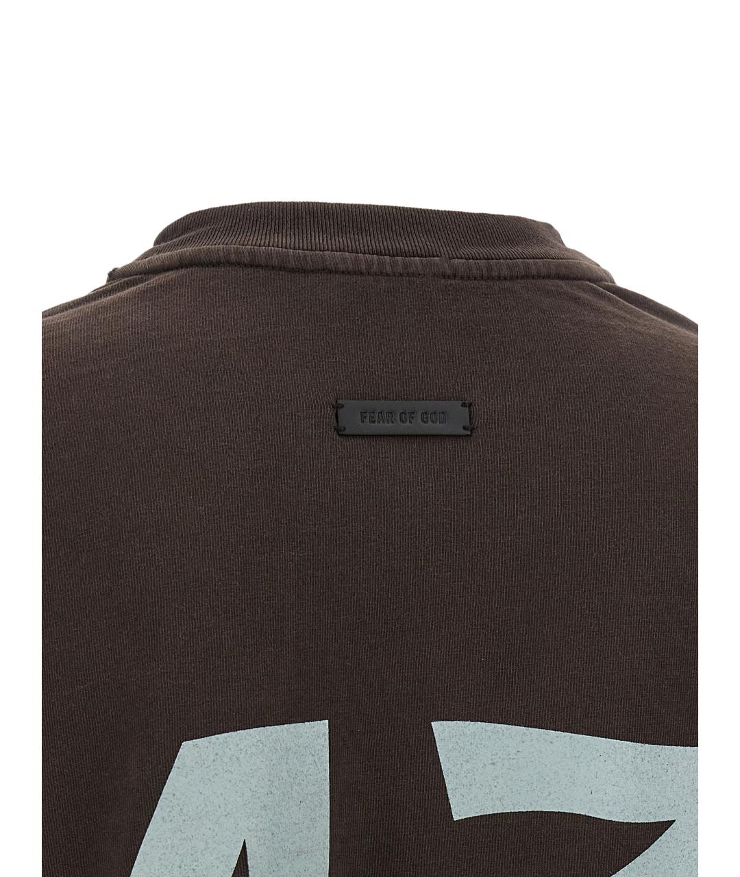 FEAR OF GOD Коричневая хлопковая футболка, фото 4