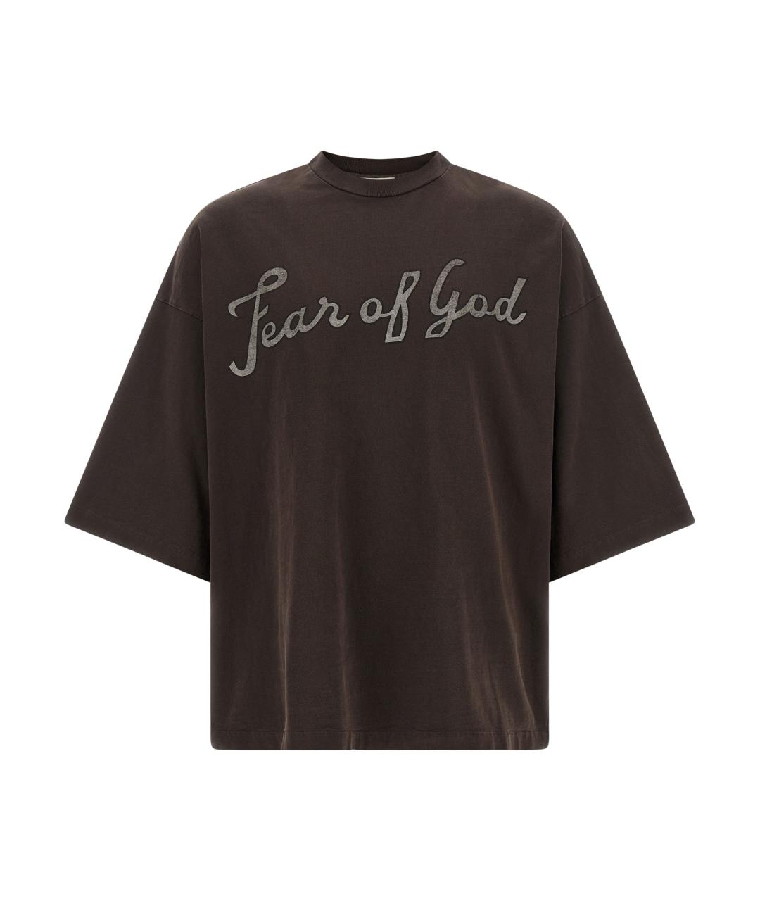 FEAR OF GOD Коричневая хлопковая футболка, фото 1
