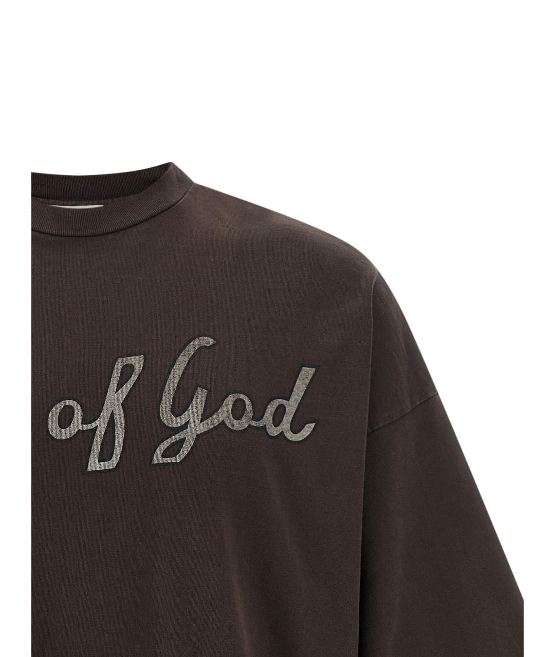FEAR OF GOD Коричневая хлопковая футболка, фото 3