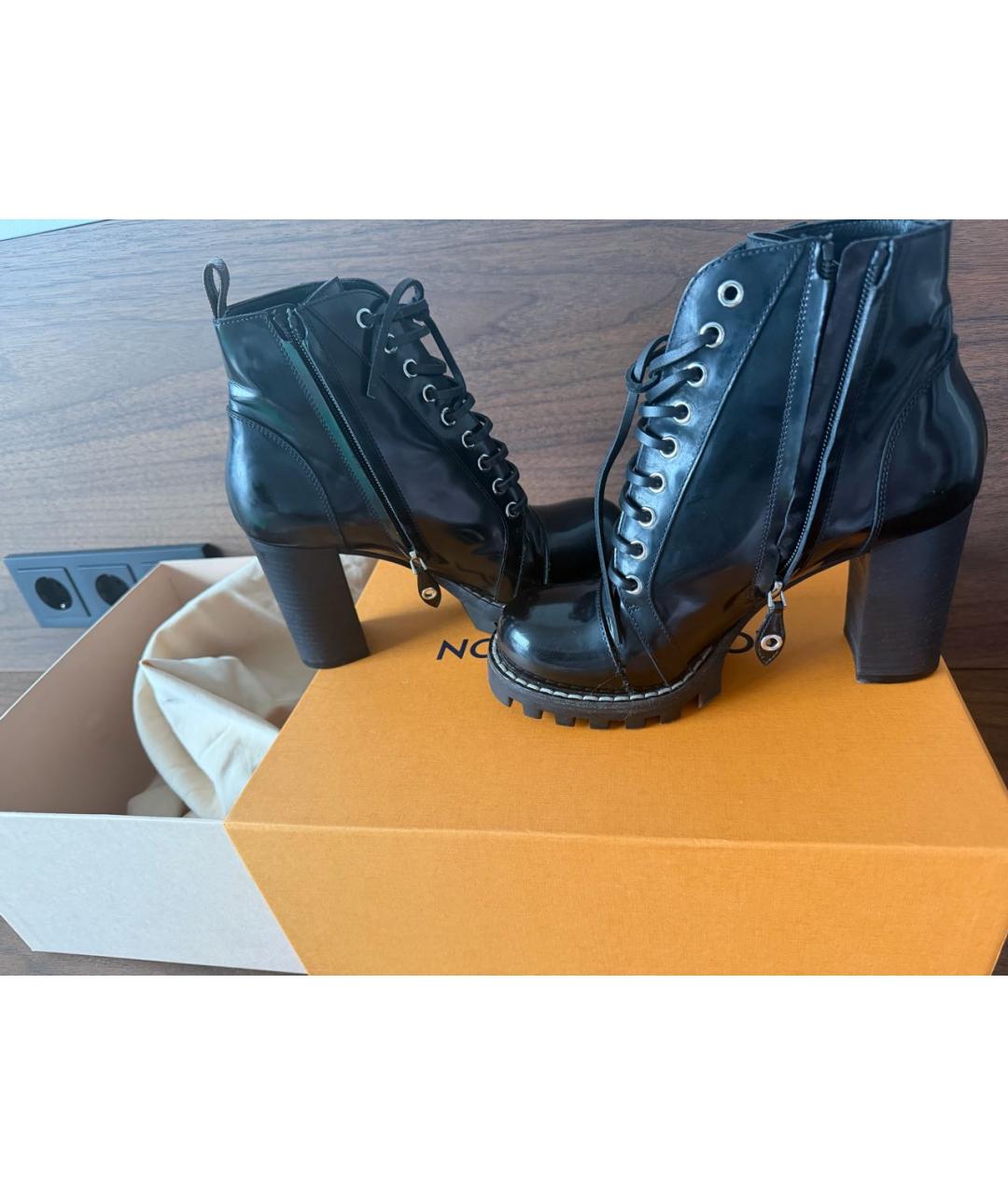 LOUIS VUITTON Черные кожаные ботинки, фото 5