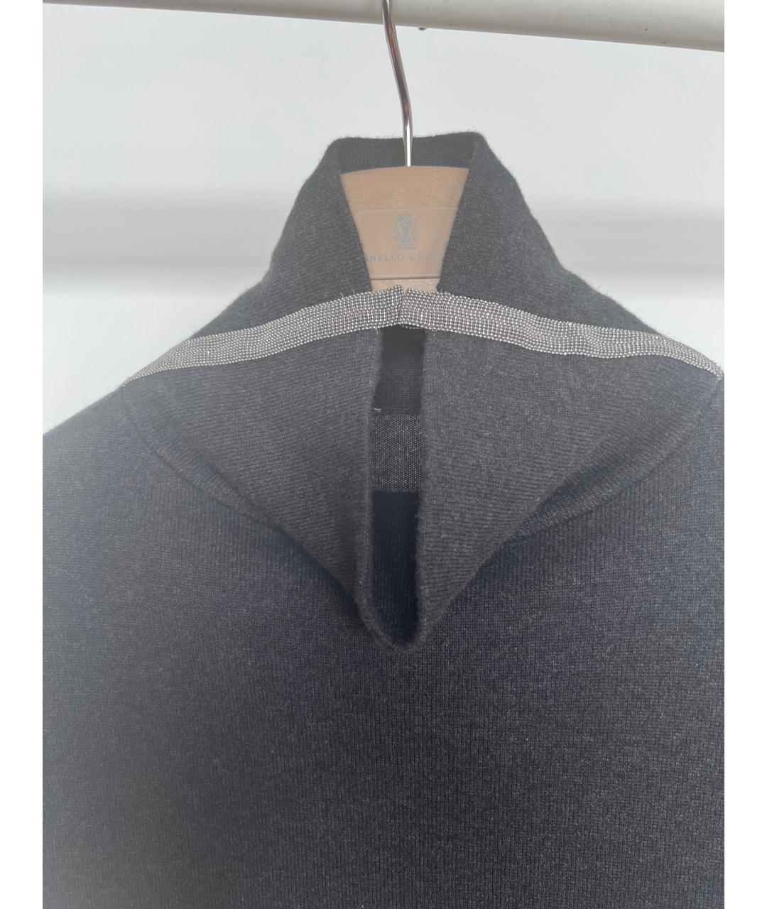 BRUNELLO CUCINELLI Серое кашемировое повседневное платье, фото 3