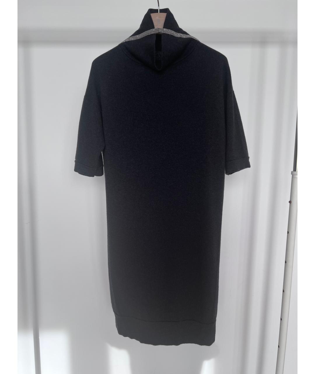 BRUNELLO CUCINELLI Серое кашемировое повседневное платье, фото 6