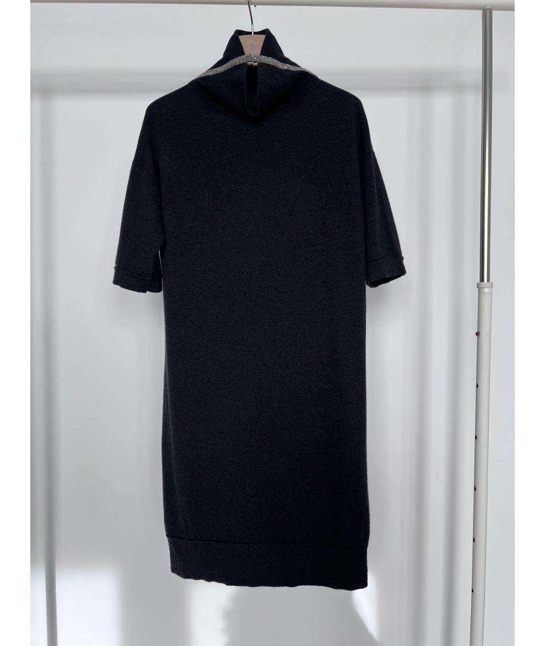 BRUNELLO CUCINELLI Серое кашемировое повседневное платье, фото 5