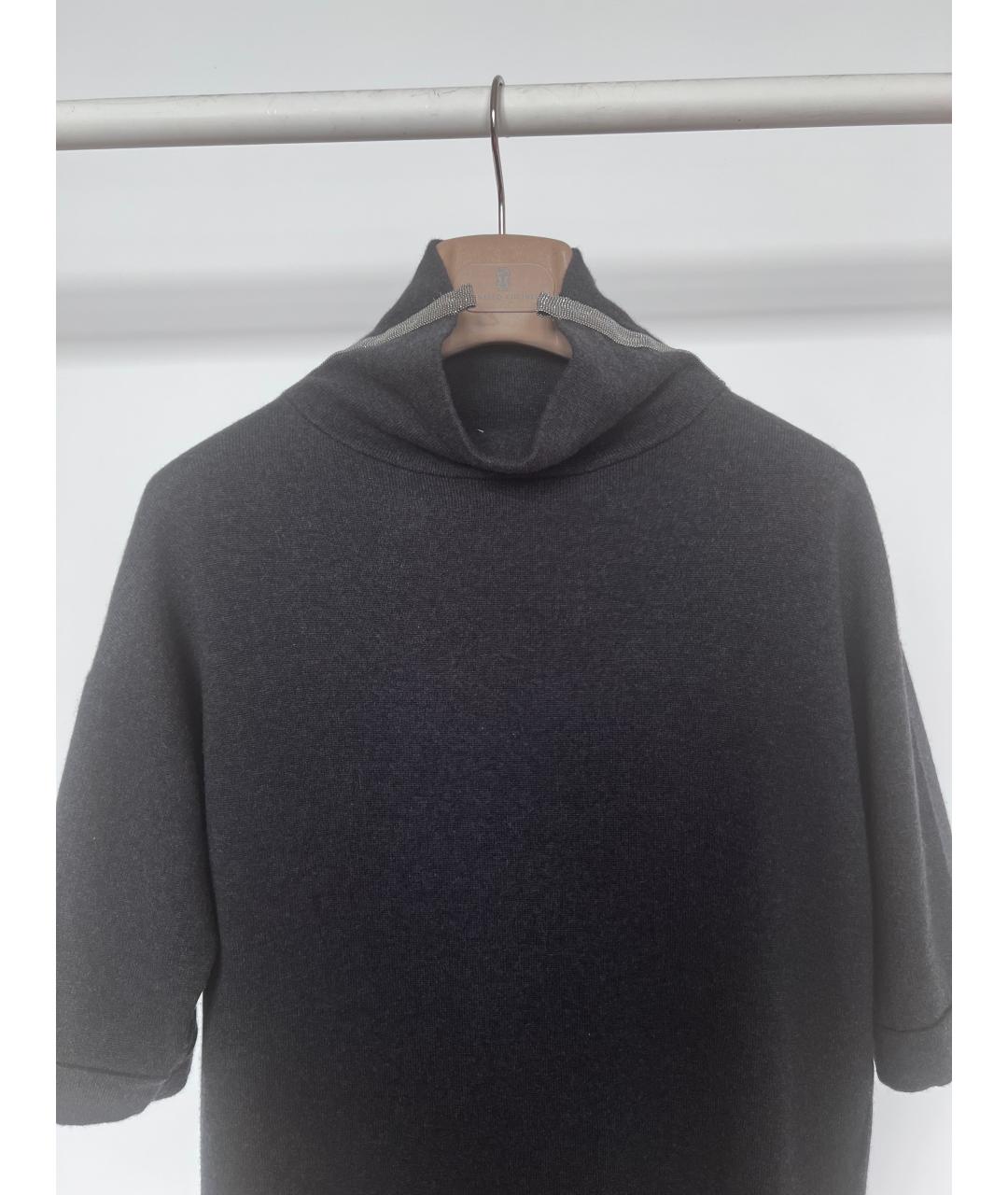 BRUNELLO CUCINELLI Серое кашемировое повседневное платье, фото 4