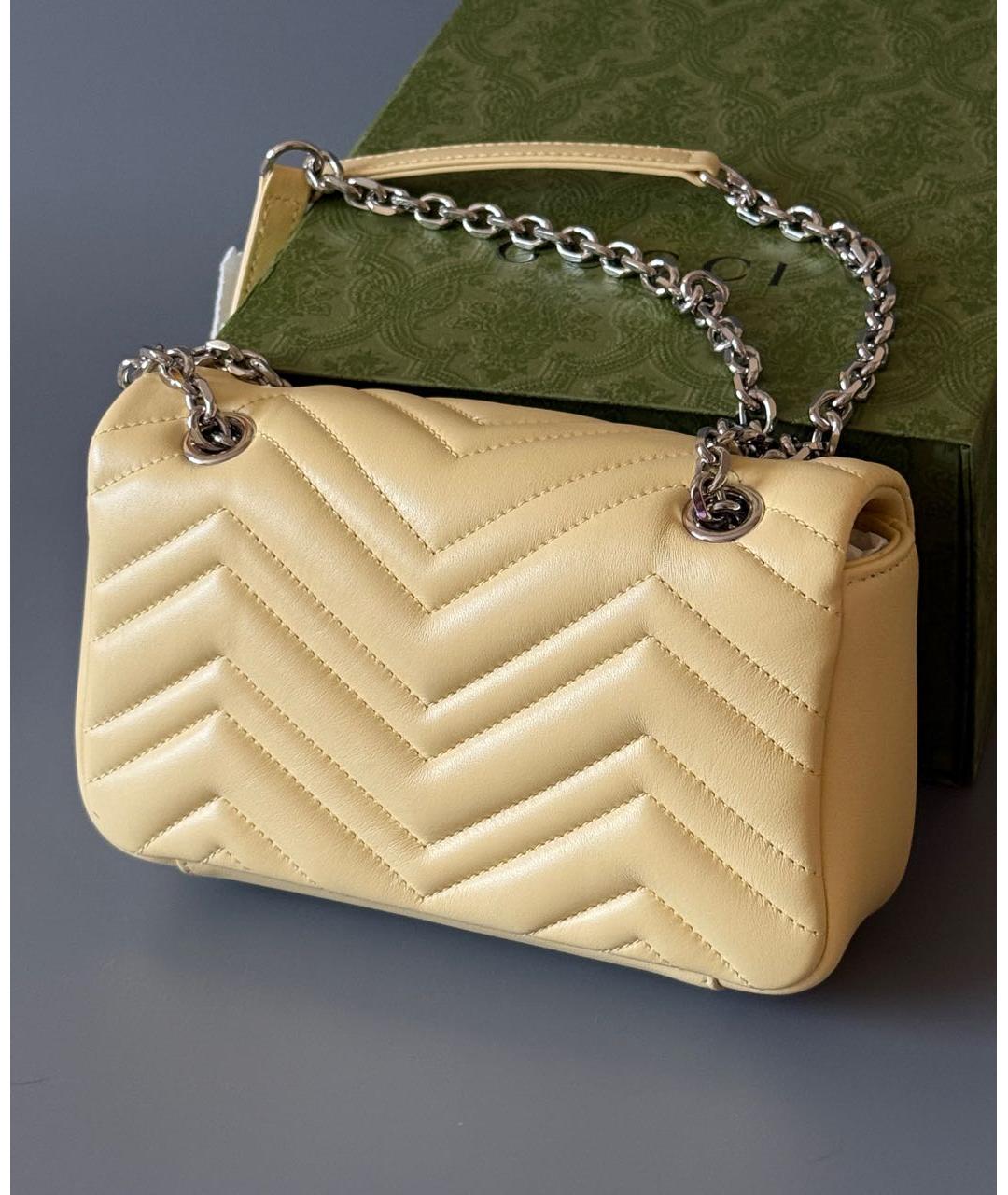 GUCCI Желтая кожаная сумка через плечо, фото 3