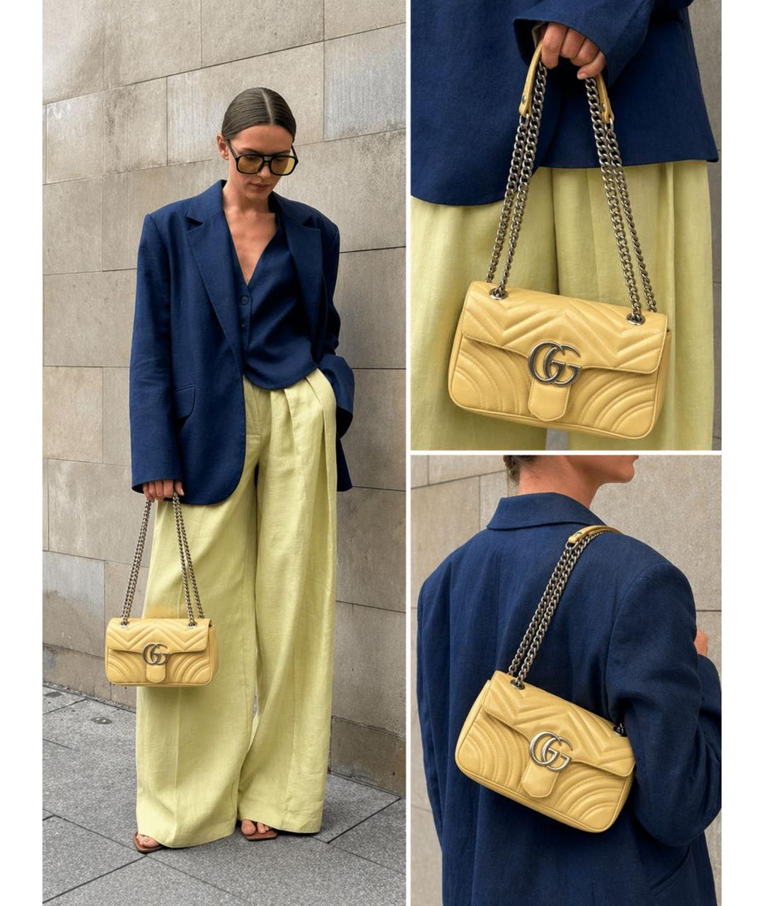 GUCCI Желтая кожаная сумка через плечо, фото 4