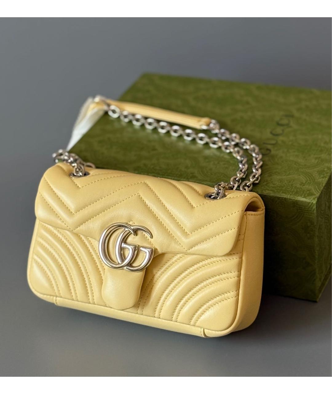 GUCCI Желтая кожаная сумка через плечо, фото 8
