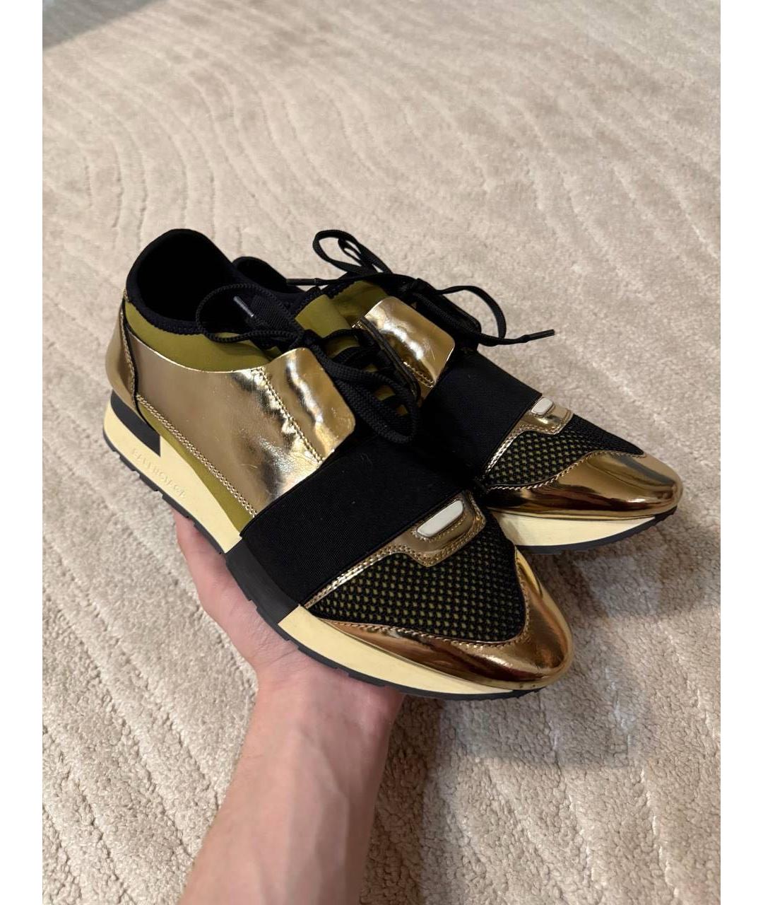BALENCIAGA Золотые синтетические кроссовки, фото 5