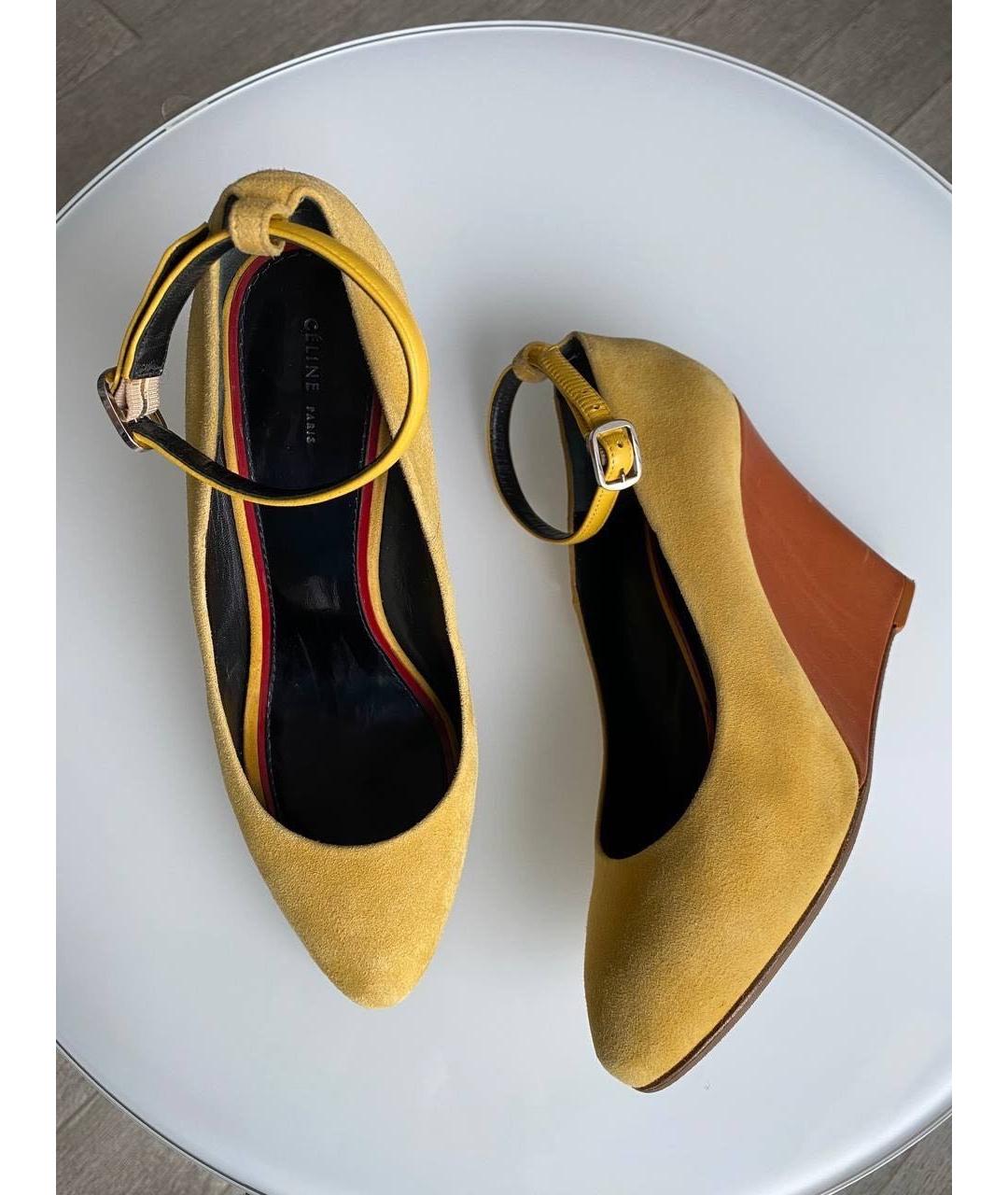 CELINE Горчичные замшевые туфли, фото 5