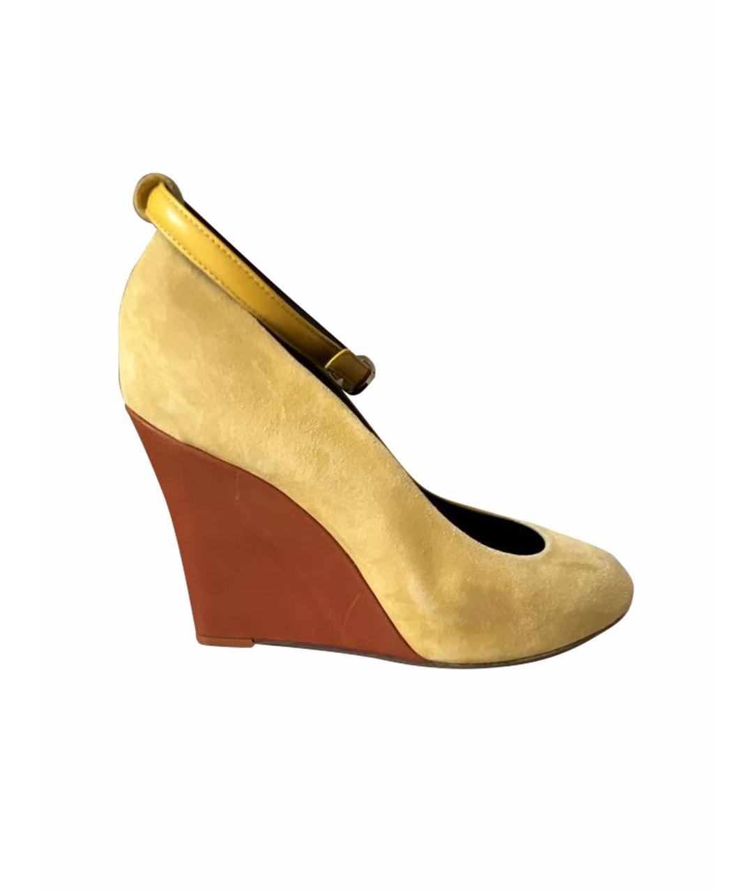 CELINE Горчичные замшевые туфли, фото 1