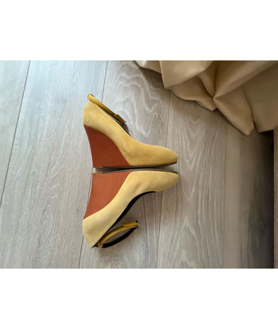 CELINE Горчичные замшевые туфли, фото 7
