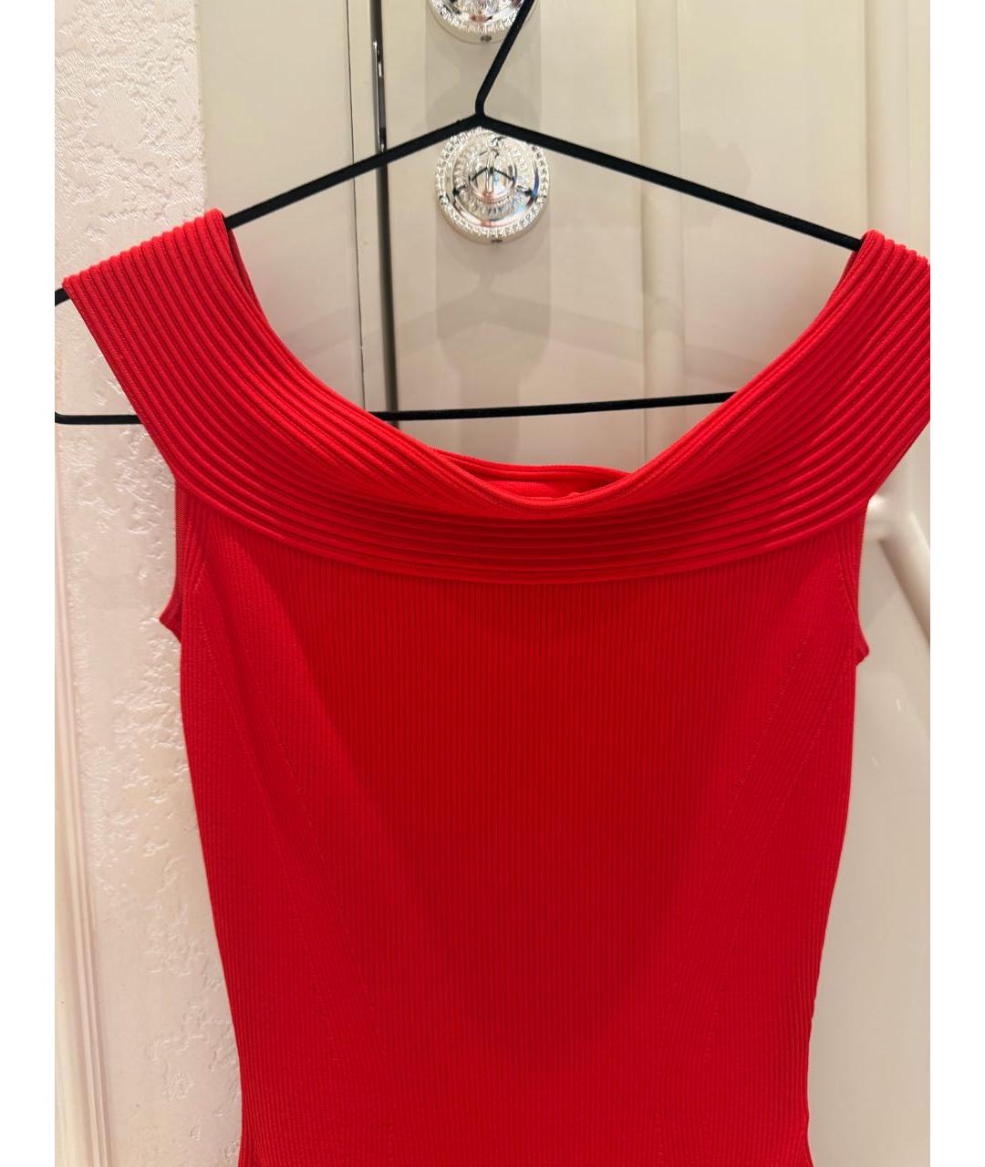 ALEXANDER MCQUEEN Красное вискозное коктейльное платье, фото 3