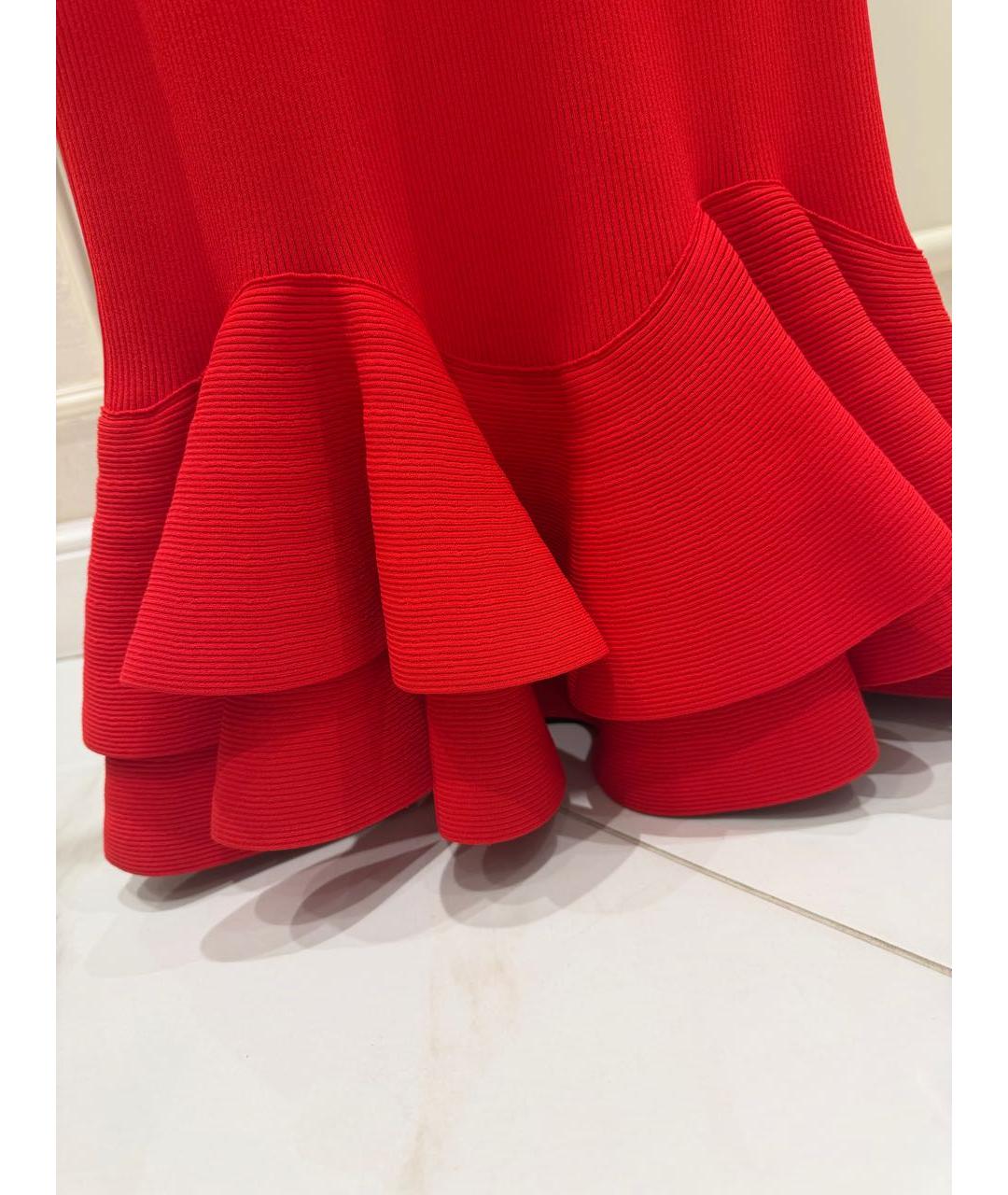 ALEXANDER MCQUEEN Красное вискозное коктейльное платье, фото 4