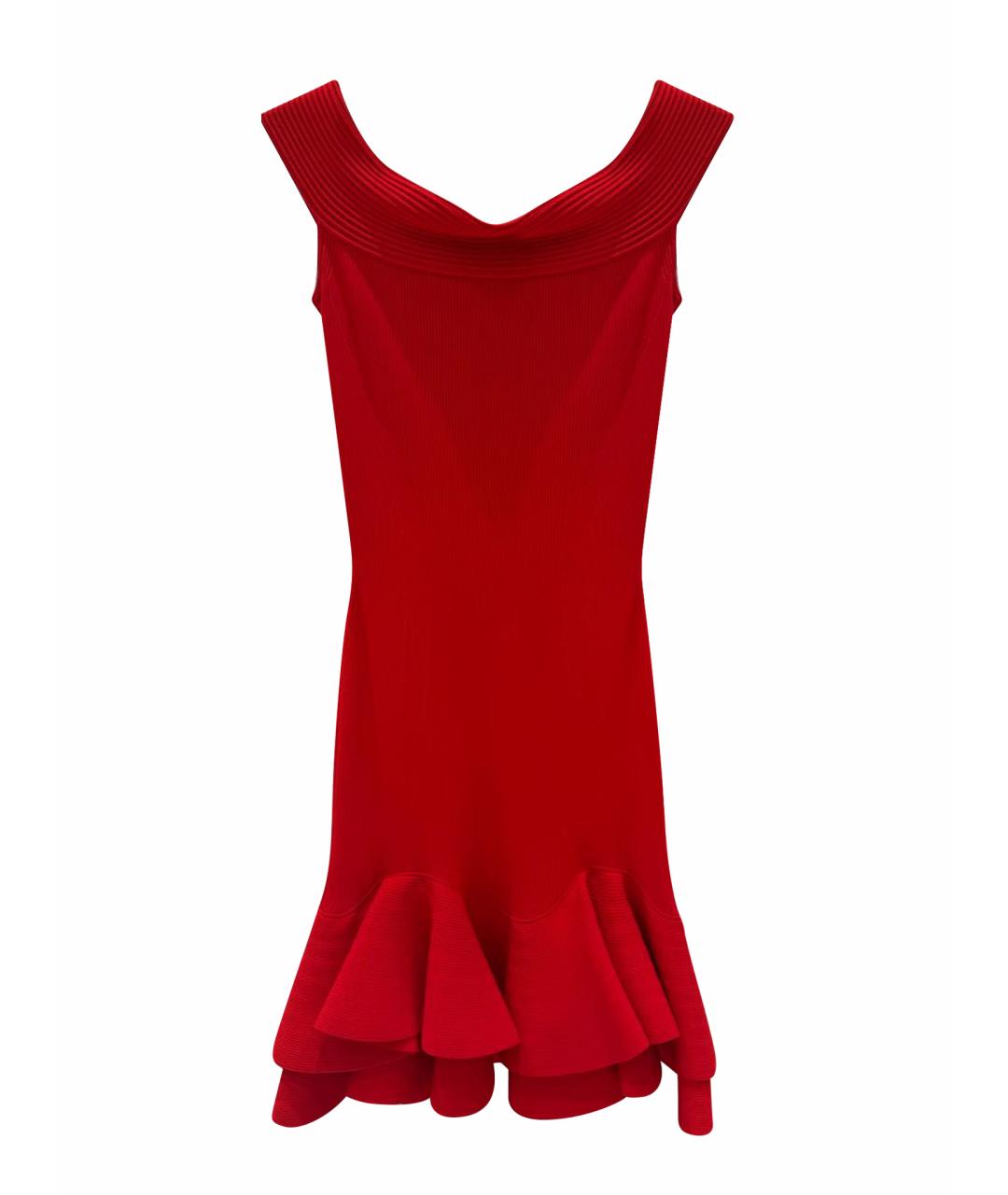 ALEXANDER MCQUEEN Красное вискозное коктейльное платье, фото 1