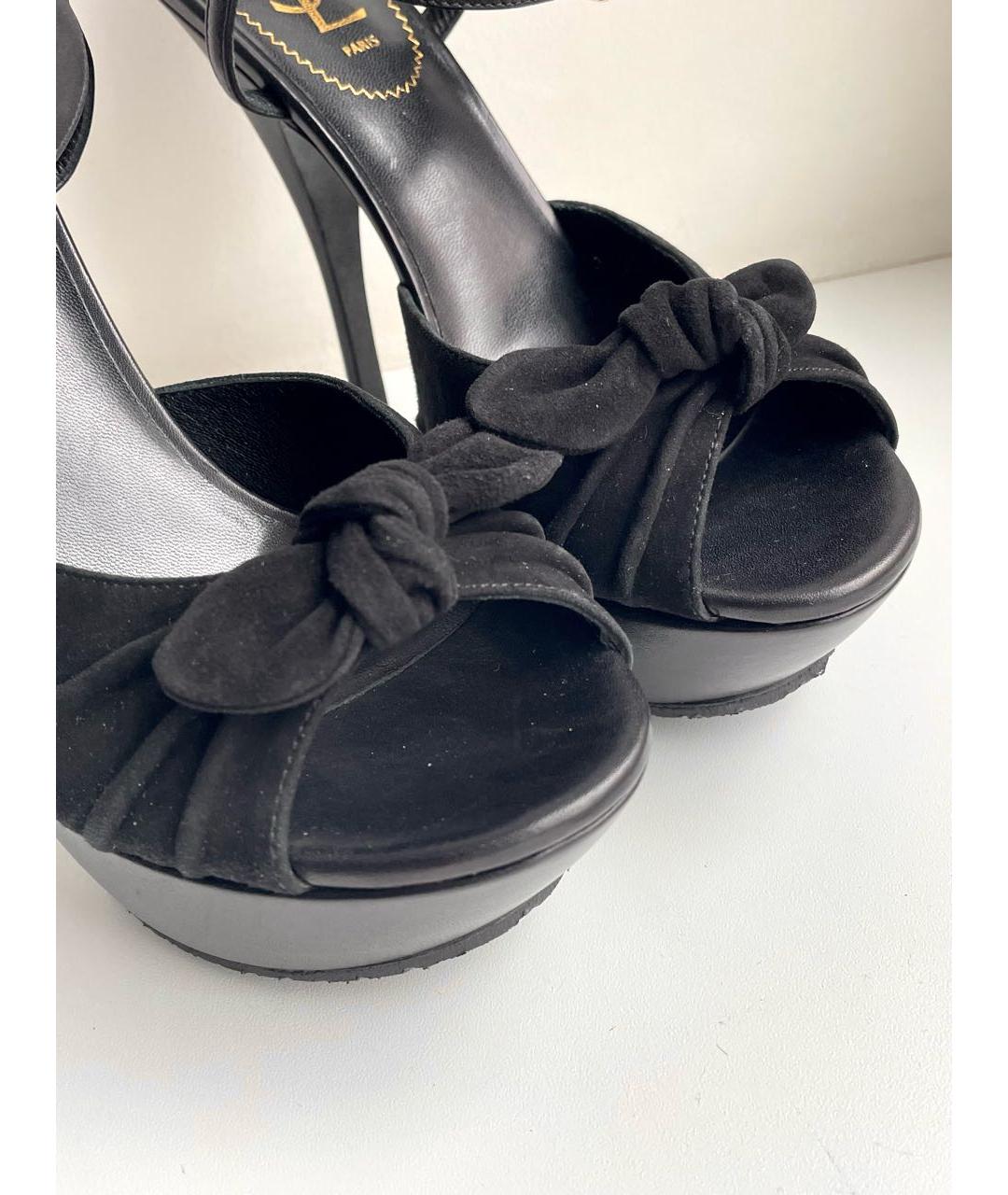 SAINT LAURENT Черные замшевые босоножки, фото 5