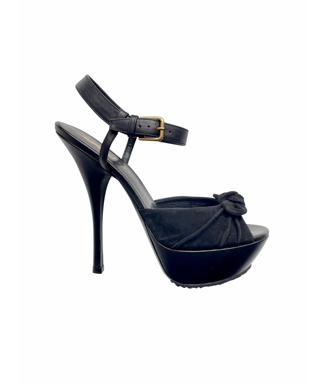 SAINT LAURENT Черные замшевые босоножки, фото 1