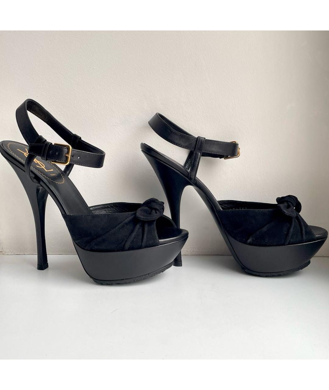 SAINT LAURENT Черные замшевые босоножки, фото 2