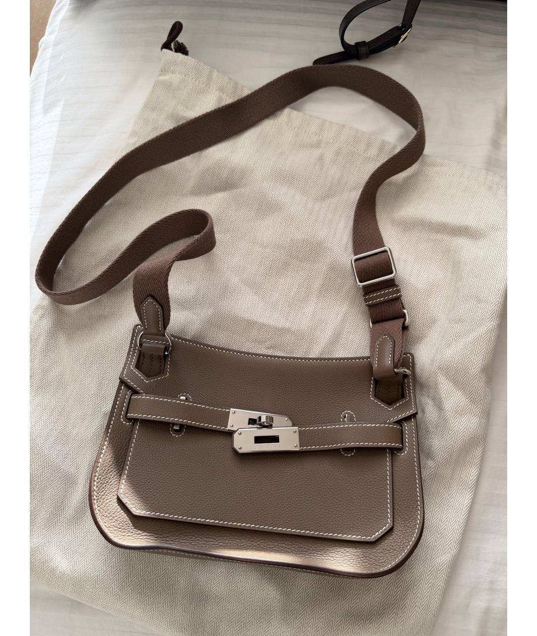 HERMES Коричневая кожаная сумка через плечо, фото 6