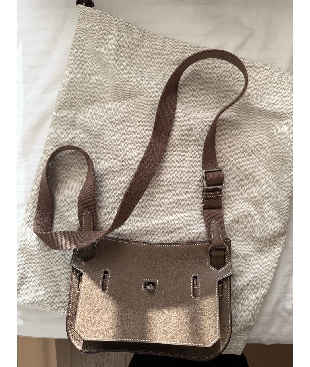 HERMES Коричневая кожаная сумка через плечо, фото 5