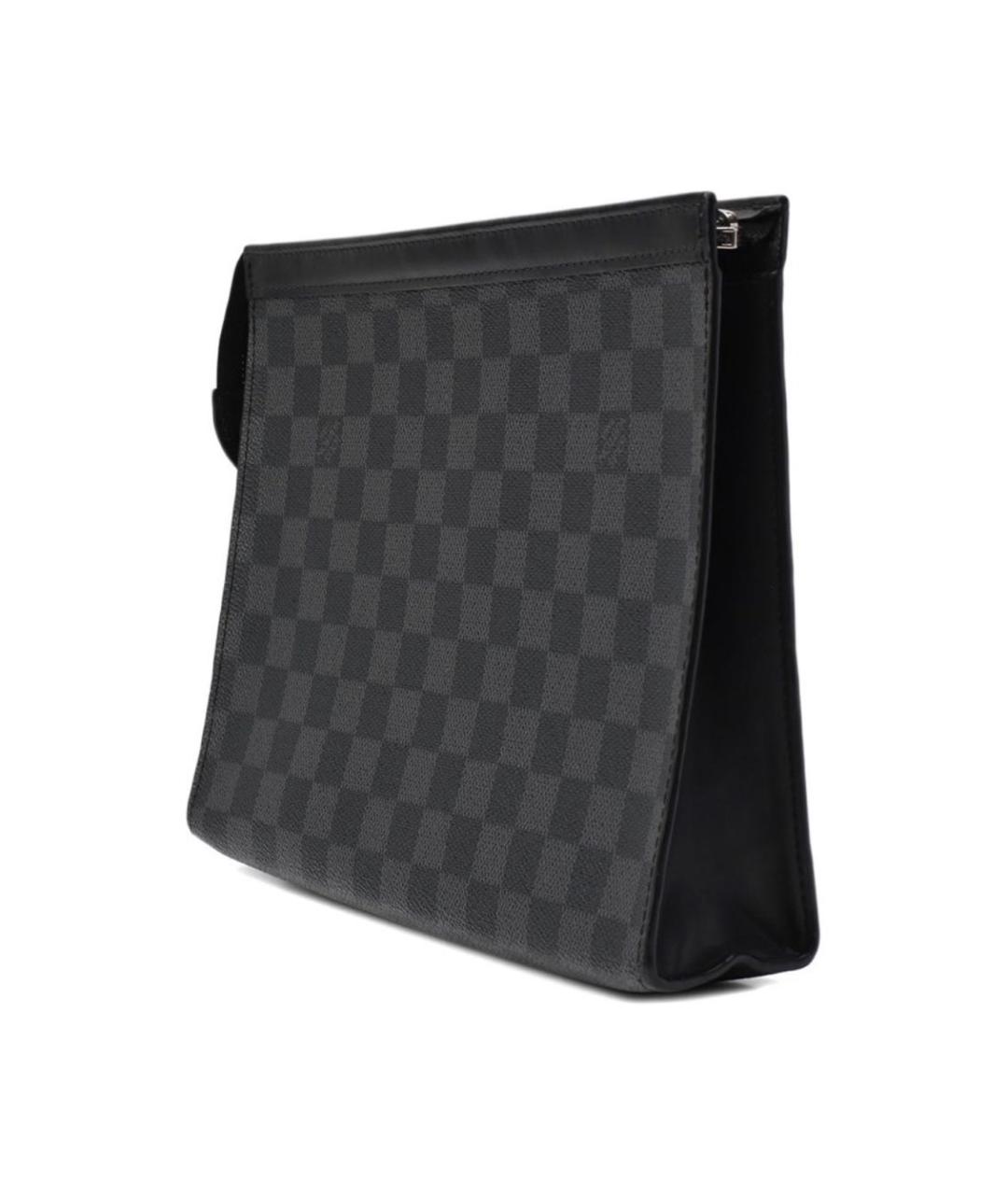 LOUIS VUITTON Антрацитовая кожаная барсетка, фото 2