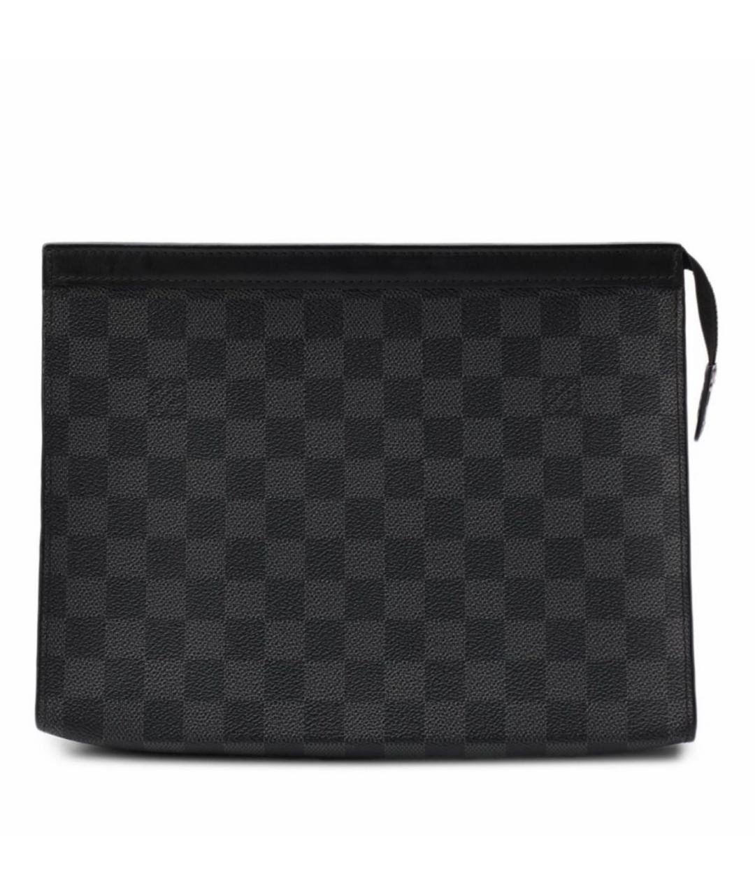 LOUIS VUITTON Антрацитовая кожаная барсетка, фото 6