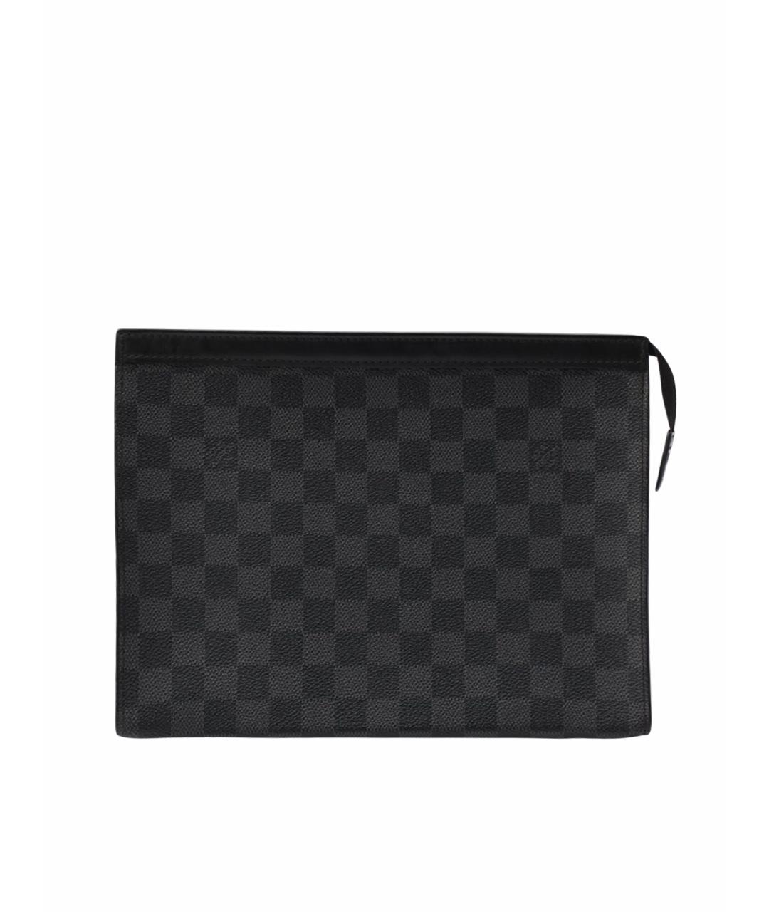 LOUIS VUITTON Антрацитовая кожаная барсетка, фото 1