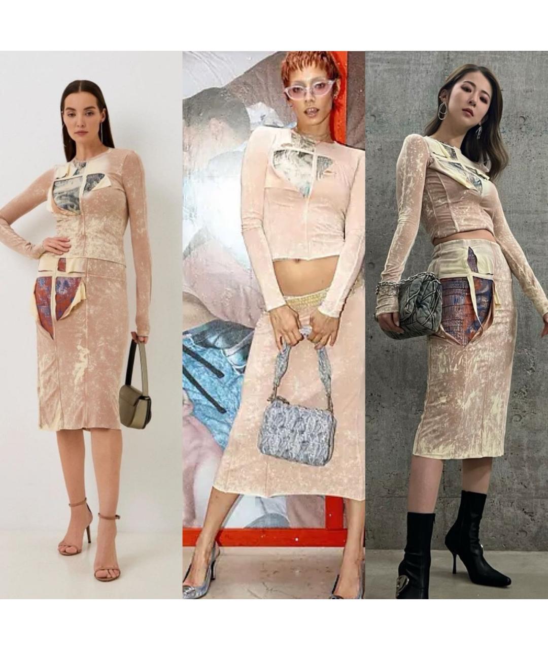 DIESEL Бежевый вискозный костюм с юбками, фото 8