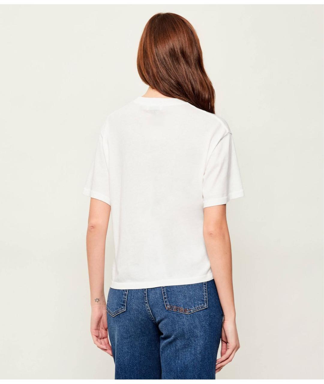 ANINE BING Белая хлопковая футболка, фото 4