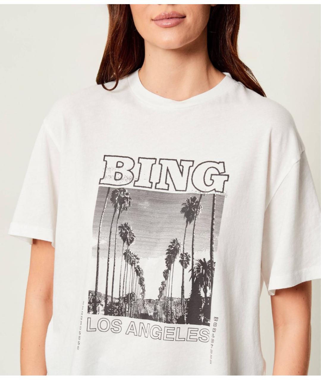 ANINE BING Белая хлопковая футболка, фото 3