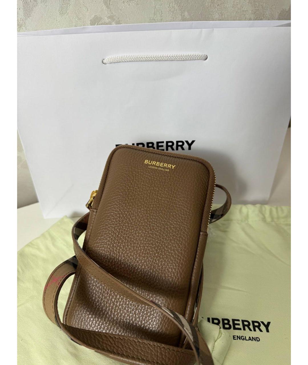 BURBERRY Коричневая кожаная сумка через плечо, фото 2