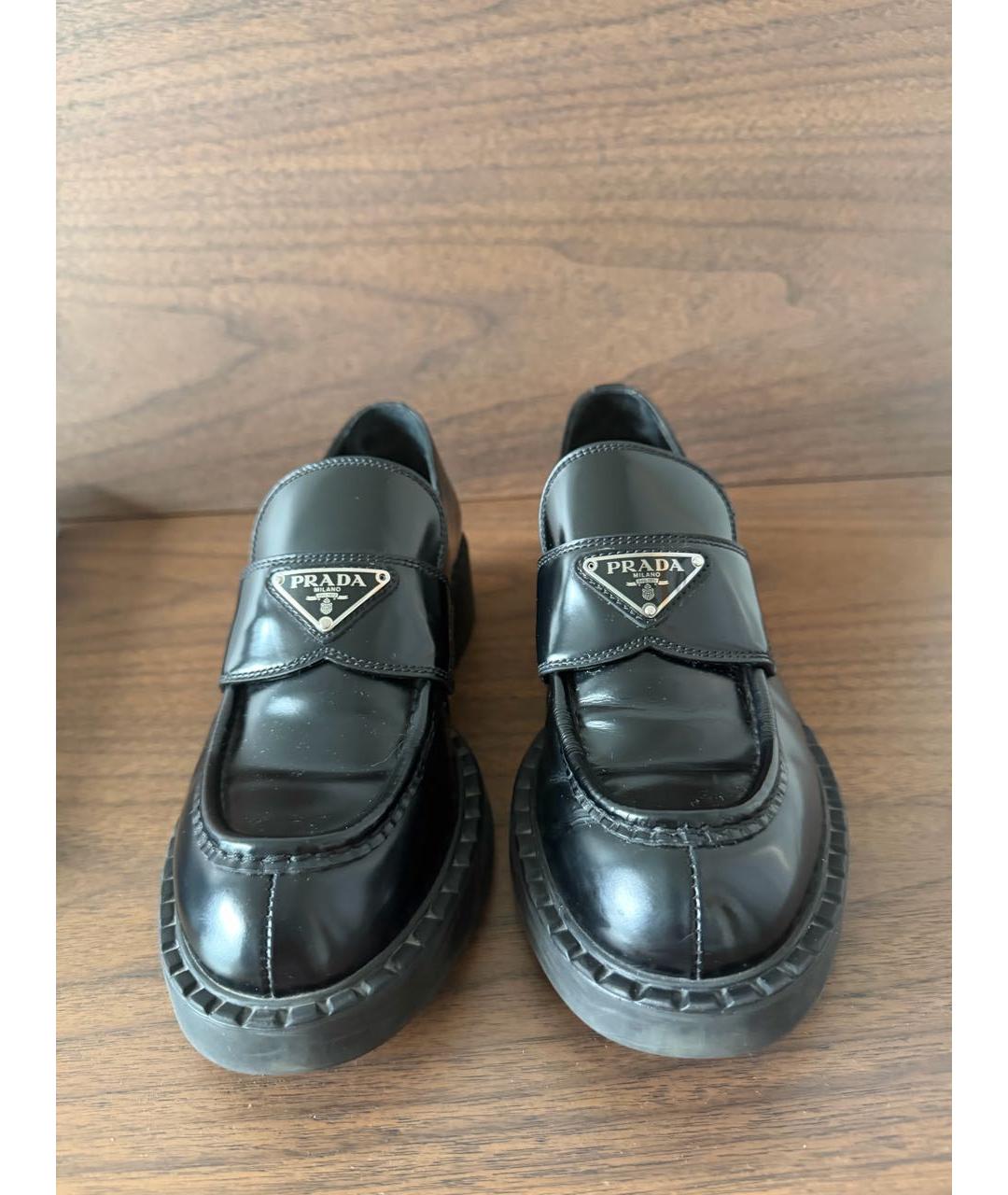 PRADA Черные кожаные мокасины, фото 2