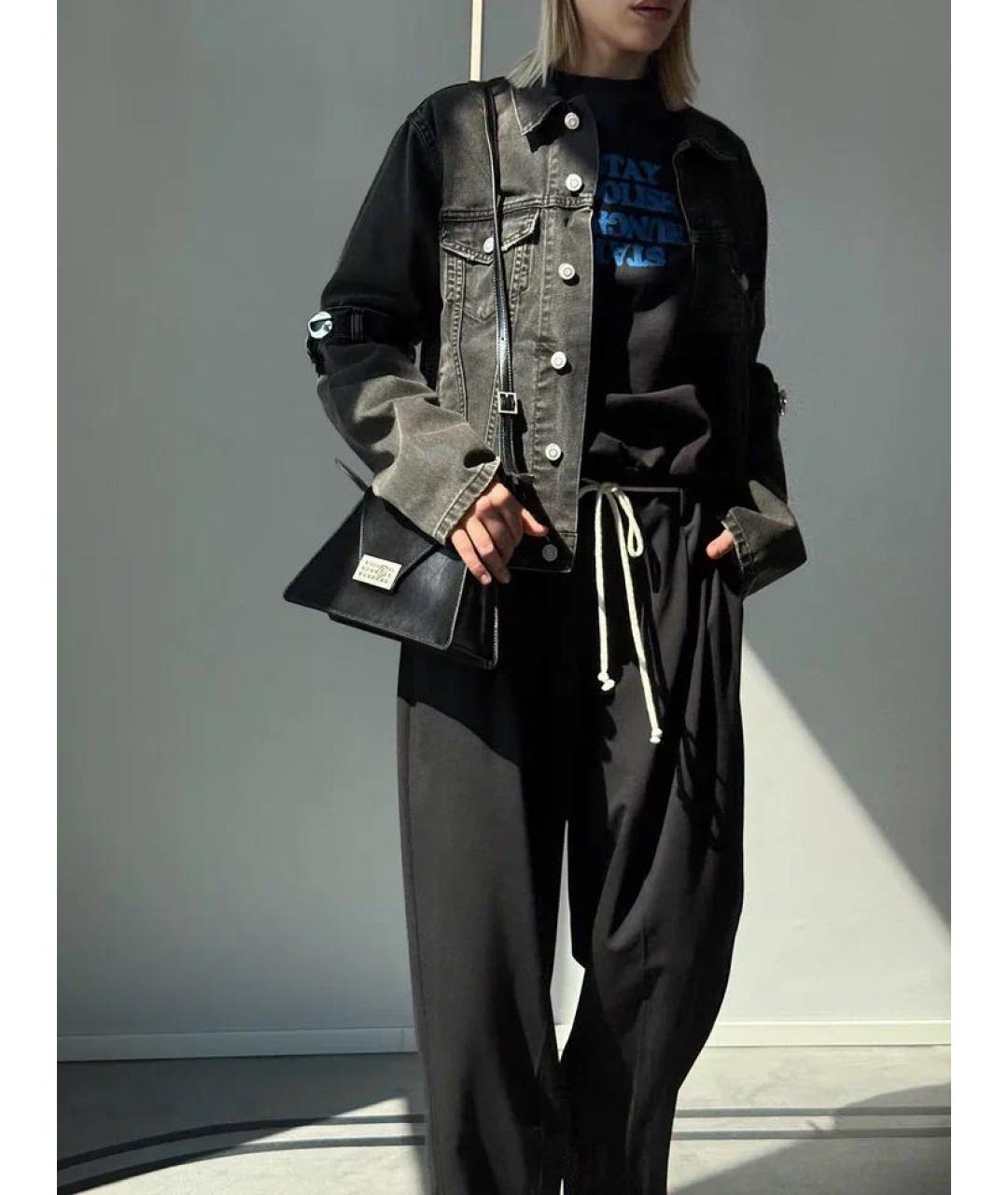 MM6 MAISON MARGIELA Черная кожаная сумка через плечо, фото 5