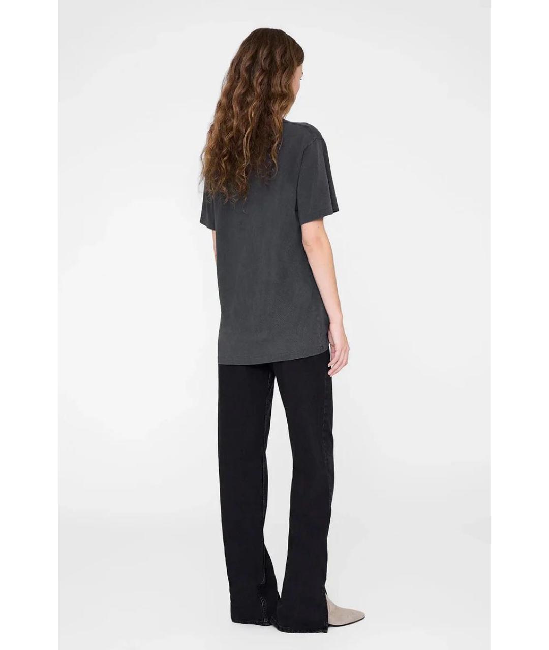 ANINE BING Серая хлопковая футболка, фото 5