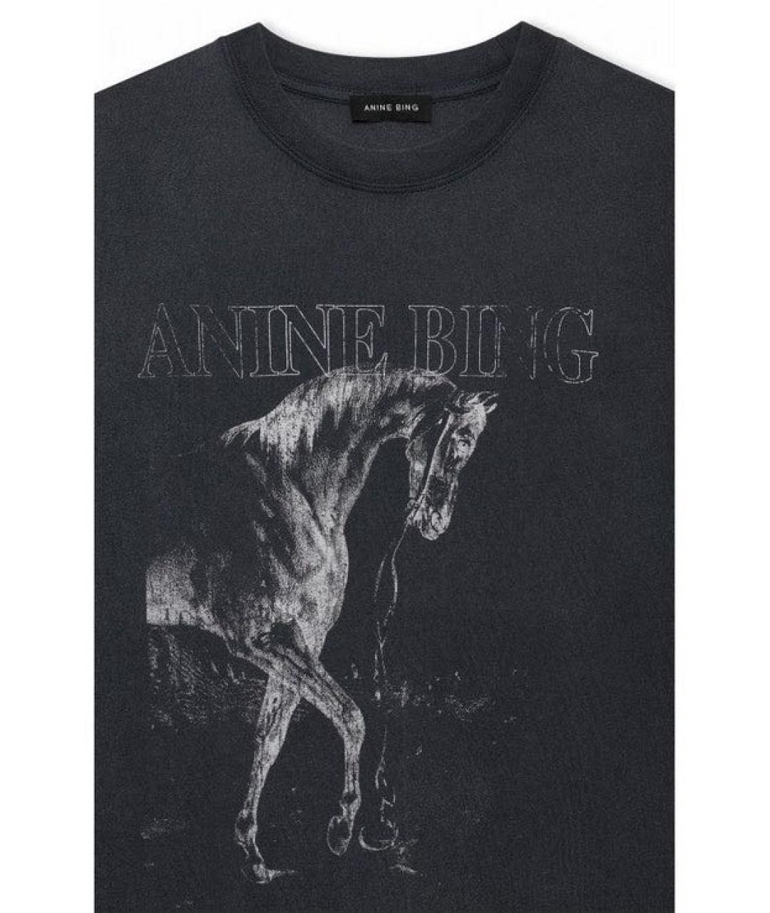ANINE BING Серая хлопковая футболка, фото 2