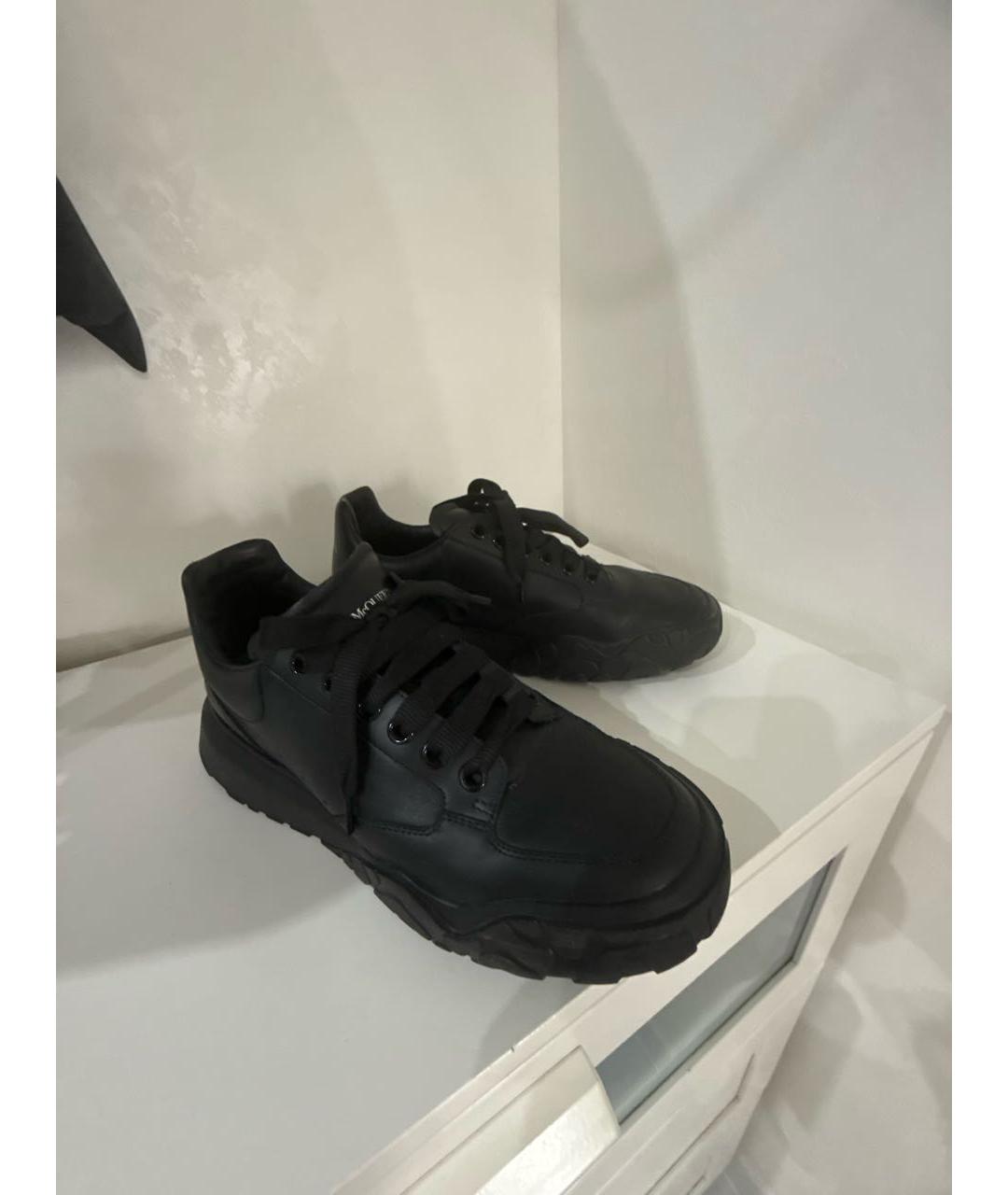 ALEXANDER MCQUEEN Черные кожаные низкие кроссовки / кеды, фото 5