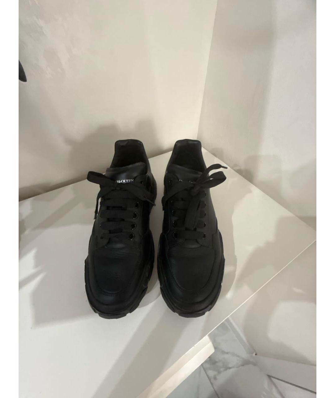 ALEXANDER MCQUEEN Черные кожаные низкие кроссовки / кеды, фото 2