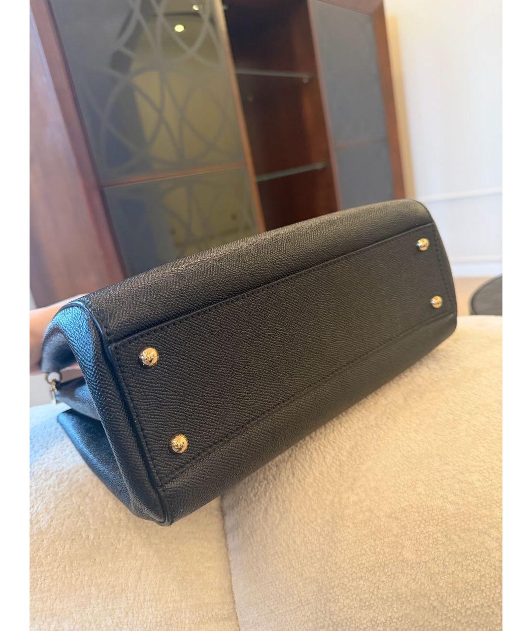 DOLCE&GABBANA Черная кожаная сумка тоут, фото 4