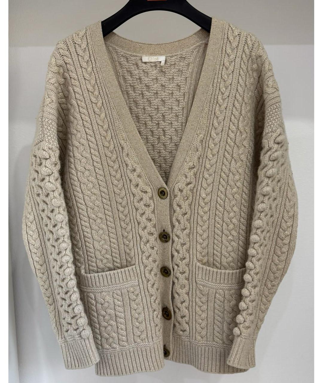 CHLOE Бежевый шерстяной кардиган, фото 8