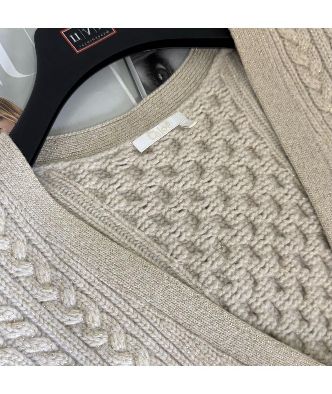 CHLOE Бежевый шерстяной кардиган, фото 2