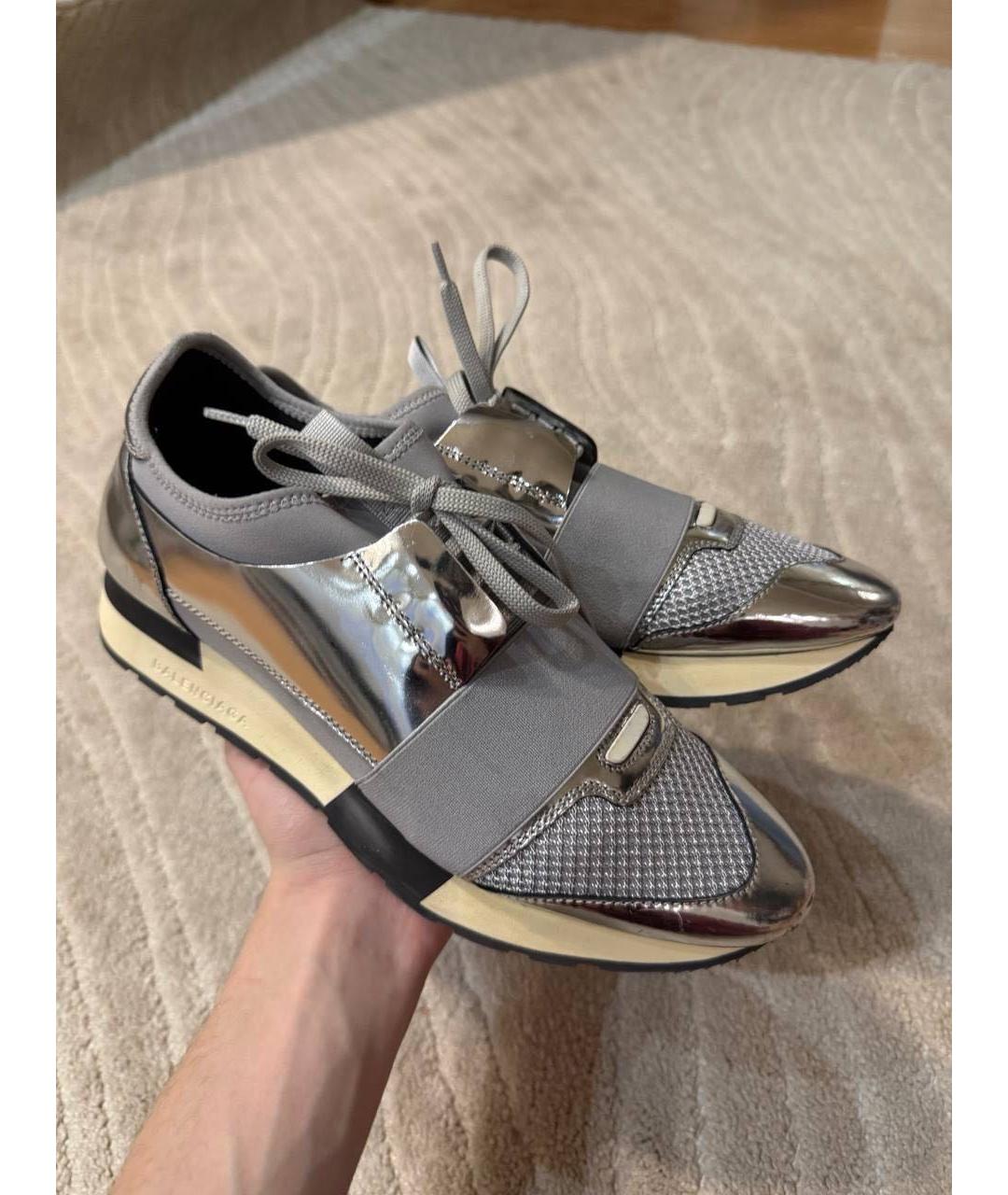 BALENCIAGA Серебряные синтетические кроссовки, фото 5